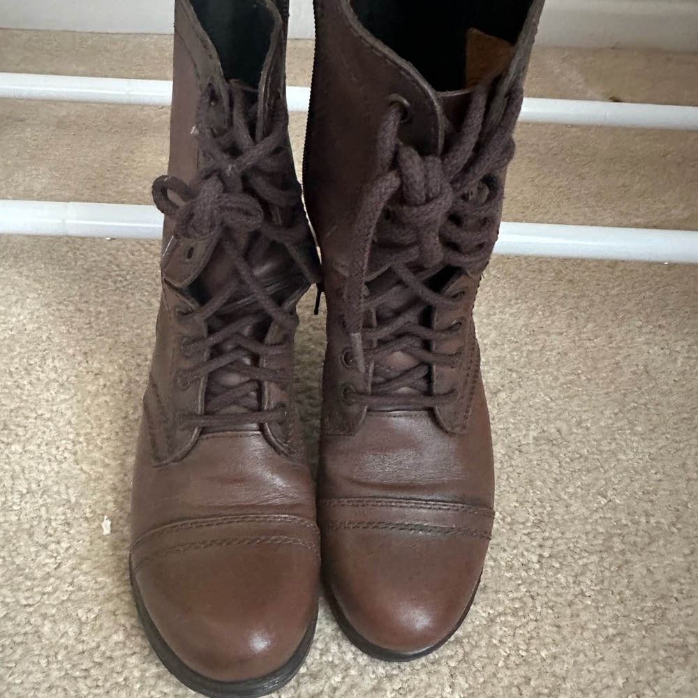 Steve Madden Dark Brown Lace-Up Combat Boots